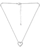 Giani Bernini Cubic Zirconia Open Heart Pendant Necklace in Sterling Silver, 16" + 2" extender, Created for Macy's
