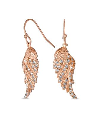Bling Jewelry Heavenly Spiritual Symbol Cubic Zirconia Pave Cz Guardian Angel Wing Feather Lever back Dangle Earrings Sterling Silver French Wire