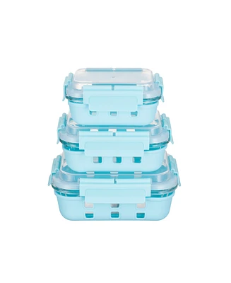 Genicook 3 Pc Rectangular Container Hi-Top Lids with Pro Grade Removable Lockdown Levers Silicone Sleeve Set
