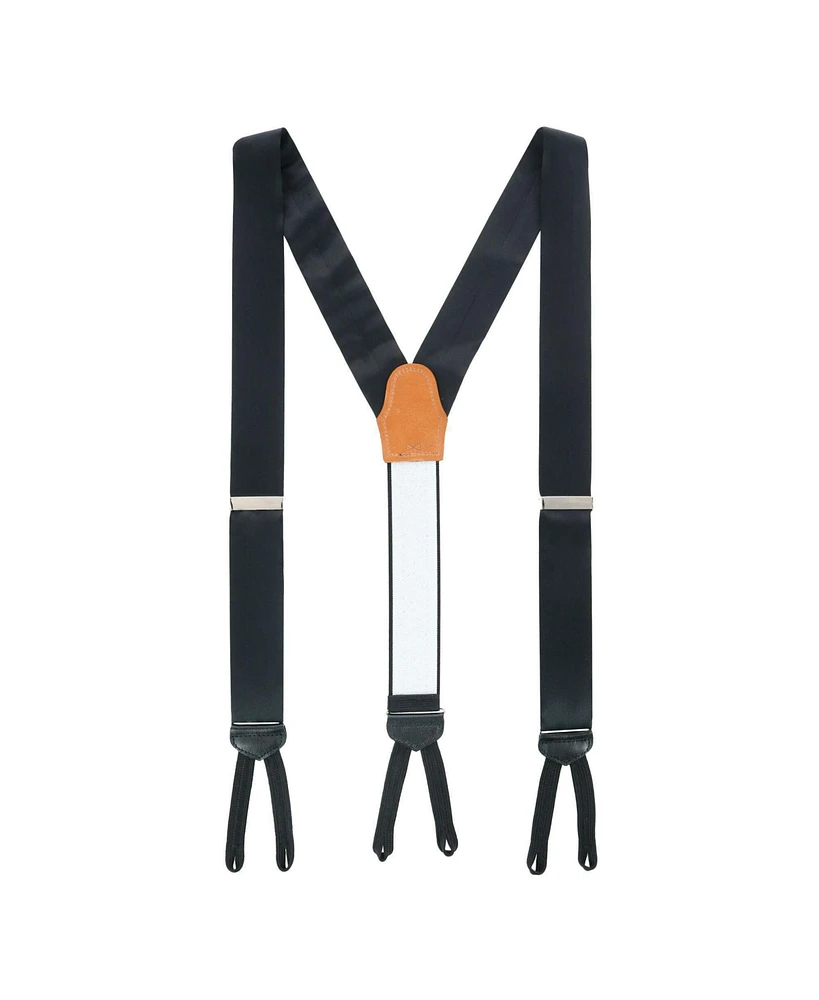 Trafalgar Men's Sutton Solid Color Silk Formal Suspenders | Y-Back, Adjustable Braces