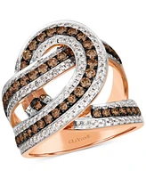 Le Vian Chocolatier Chocolate Diamond & Vanilla Diamonds Interlocking Swirl Ring (1-1/2 ct. t.w.) in 14k Rose Gold