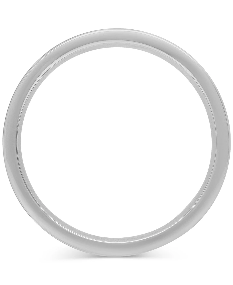 Men's Polished Black Ceramic Segmented Band Sterling Silver