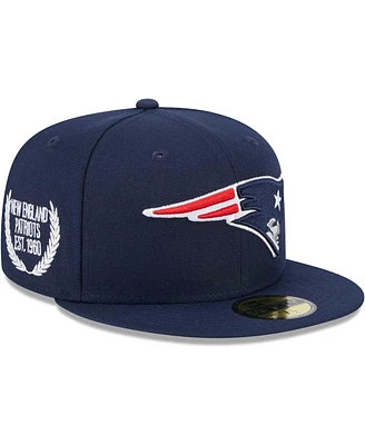 Men's New Era Navy New England Patriots Camo Undervisor 59FIFTY Fitted Hat