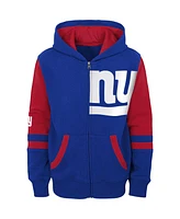 Big Boys Royal New York Giants Colorblock Full-Zip Hoodie