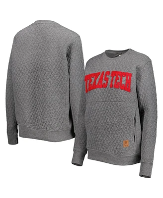 Women's Pressbox Heather Charcoal Texas Tech Red Raiders Moose Quilted Pullover Sweatshirt