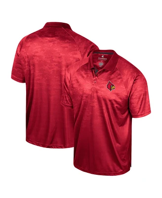 Men's Colosseum Red Louisville Cardinals Honeycomb Raglan Polo Shirt