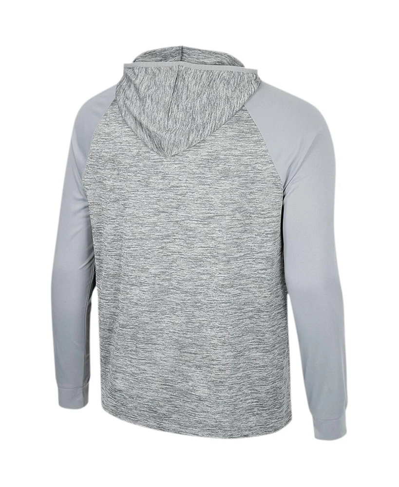 Men's Colosseum Gray Michigan State Spartans Cybernetic Raglan Quarter-Zip Hooded Top