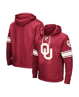 Men's Colosseum Crimson Oklahoma Sooners Big and Tall Hockey Lace-Up Pullover Hoodie