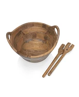 Toscana Ciotola 3-Piece Wood Salad Bowl with Servers