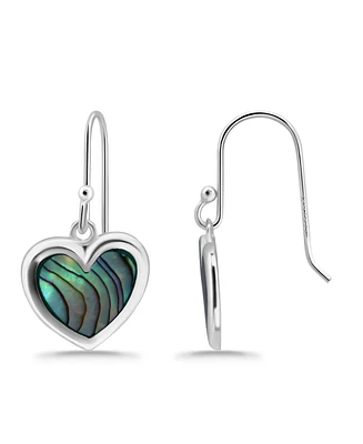 Macy's Abalone Inlay Heart Drop Earrings