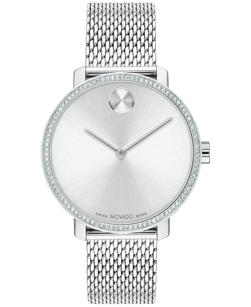 Movado Women's Swiss Bold Shimmer Stainless Steel Mesh Bracelet Watch 34mm