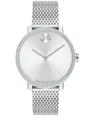 Movado Women's Swiss Bold Shimmer Stainless Steel Mesh Bracelet Watch 34mm