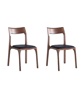 Manhattan Comfort Moderno -Piece Faux Leather Upholstered Stackable Dining Chair Set