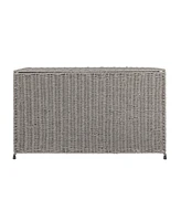 Household Essentials Woven Paper Rope Storage Chest with Hinged Lid and Integrated Handles