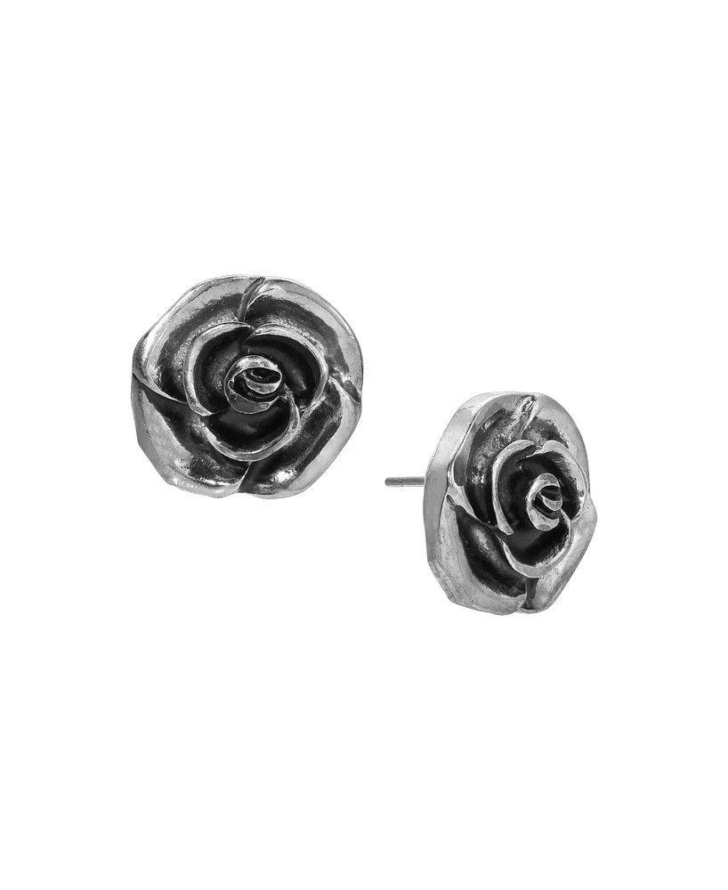 2028 Silver-Tone Flower Stud Earrings