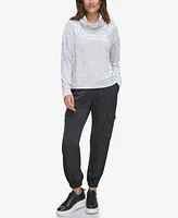 Andrew Marc Sport Women's Crushed Velvet Turtle Neck Top