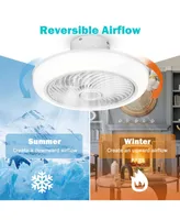 DELight 18" Enclosed Ceiling Fan with Light App Control Dimmable Led Lamp for Bedroom