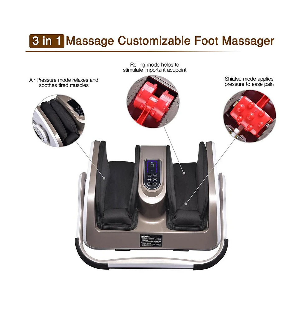 Electric Foot Massage Machine 360° Adjustable with Heat Shiatsu Roller Vibration