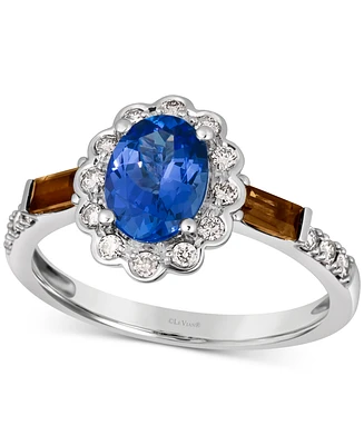 Le Vian Blueberry Tanzanite (1 ct. t.w.), Chocolate Quartz (1/5 ct. t.w.) & Nude Diamond (1/4 ct. t.w.) Halo Ring in 14k White Gold