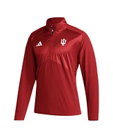Men's adidas Crimson Indiana Hoosiers Sideline Aeroready Raglan Sleeve Quarter-Zip Jacket