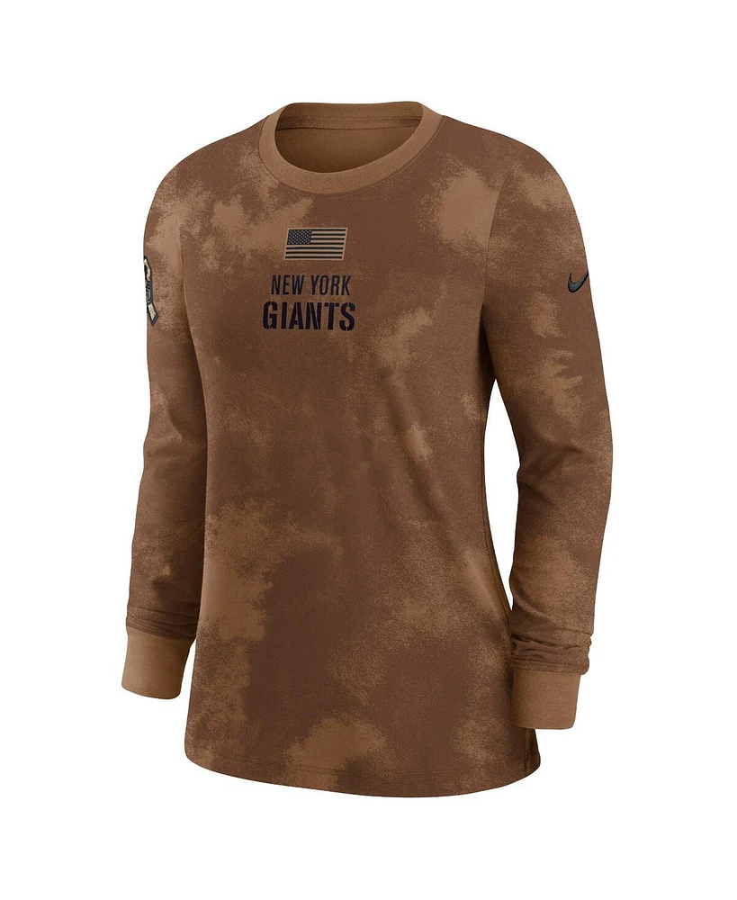 Women's Nike Brown New York Giants 2023 Salute to Service Long Sleeve T-shirt