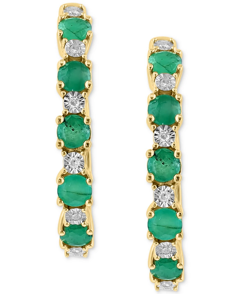 Effy Sapphire (3/4 ct. t.w.) & Diamond Accent Small Hoop Earrings 14k Gold-Plated Sterling Silver, 0.81" (Also available Ruby and Emerald)