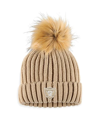 Women's Wear by Erin Andrews Natural Las Vegas Raiders Neutral Cuffed Knit Hat with Pom