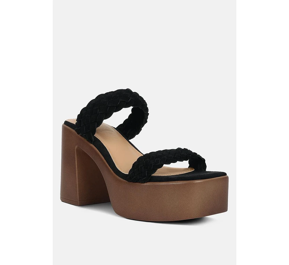 Misaki Womens Woven Suede Strap Platform Sandals