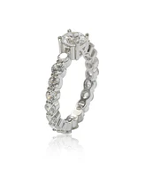 Suzy Levian Sterling Silver Round Cut Cubic Zirconia Bridal Eternity Band Ring