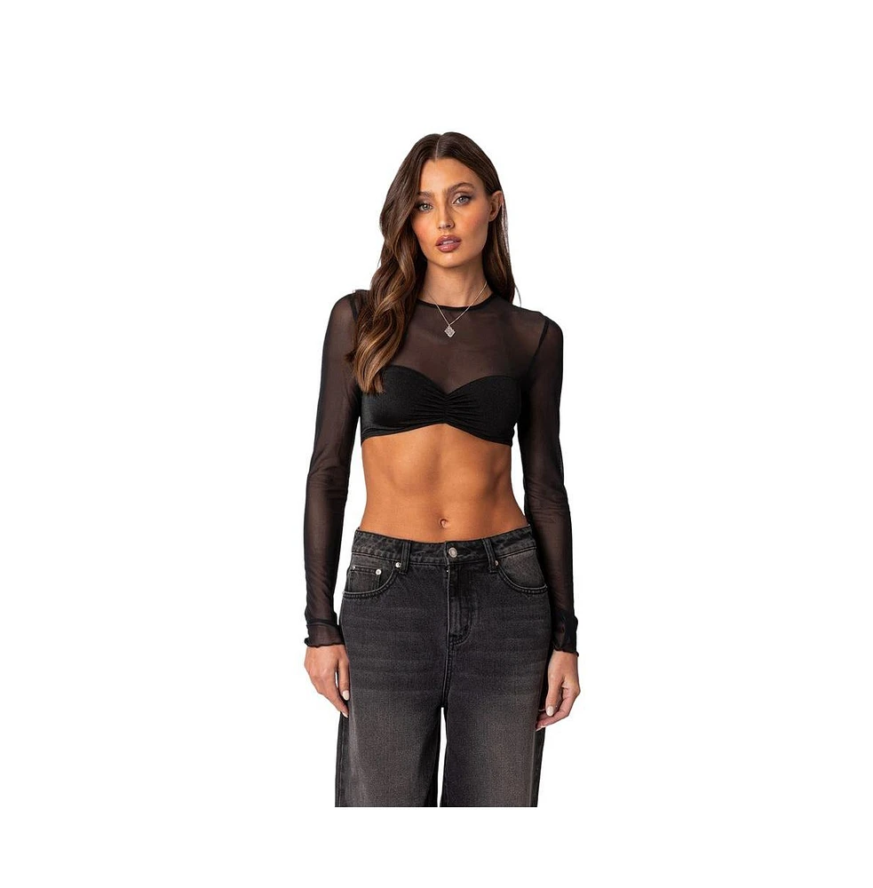 Women's Night out sheer crop top