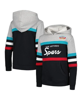 Big Boys Mitchell & Ness Gray, Black San Antonio Spurs Hardwood Classics Head Coach Pullover Hoodie