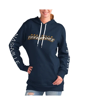 Women's G-iii 4Her by Carl Banks Navy Nashville Predators Overtime Pullover Hoodie