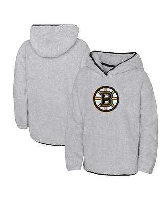 Big Girls Heather Gray Boston Bruins Ultimate Teddy Fleece Pullover Hoodie