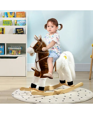 Qaba Rocking Horse Toddler Ride on Horse with Sound Saddle, Brown