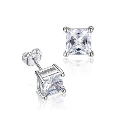 Half Carat Princess Cut Cubic Zirconia Stud Earrings