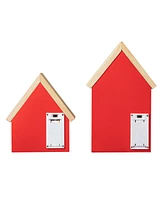 Glitzhome Lighted Valentine's Wooden House-Shaped Table Decor, Set of 2