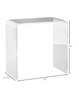 Homcom Clear Acrylic Side Table Waterfall End Table with Rounded Edges