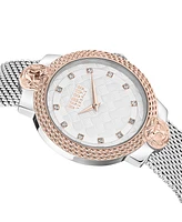 Versus Versace Women's Mouffetard Two Hand Silver-Tone Stainless Steel Watch 38mm