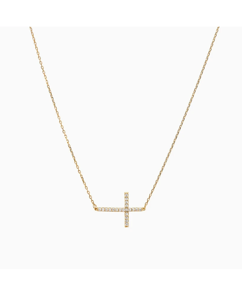 Sterling Silver 18k Gold Plated Horizontal Cross Necklace – Faith-Inspired Jewelry, Trending for Summer