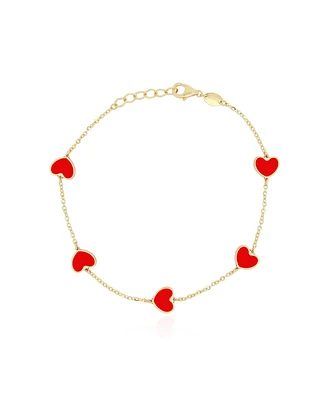 The Lovery Coral Heart Station Bracelet 14K Gold