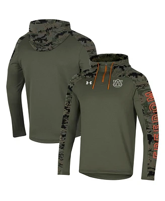 Men's Under Armour Olive Auburn Tigers Freedom Quarter-Zip Pullover Hoodie