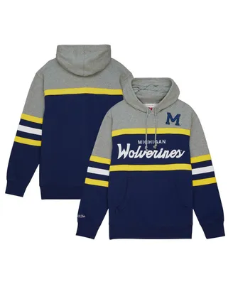 Men's Mitchell & Ness Navy Michigan Wolverines Head Coach Pullover Hoodie