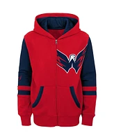 Big Boys Red Washington Capitals Face Off Color Block Full-Zip Hoodie