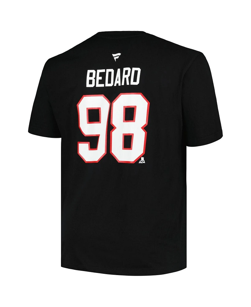 Men's Profile Connor Bedard Black Chicago Blackhawks Big and Tall Name and Number T-shirt