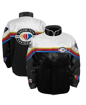 Men's Checkered Flag Sports Black Nascar 75th Anniversary Nylon Full-Snap Jacket