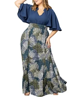 Kiyonna Plus Avisa Flowy A Line Evening Gown