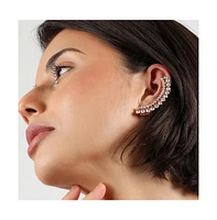 Sohi Women's Silver Embellished Cluster Earcuff Earrings