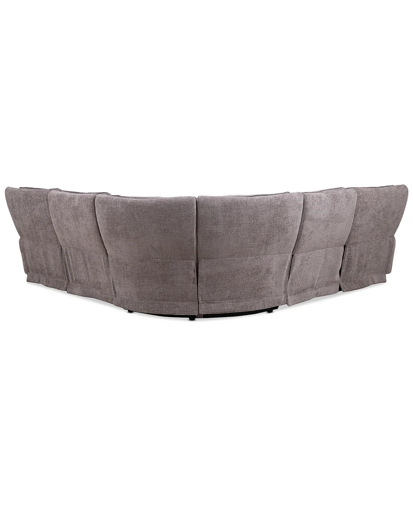 Closeout! Deklyn 116" 5-Pc. Zero Gravity Fabric Sectional with 2 Power Recliners, Created for Macy's
