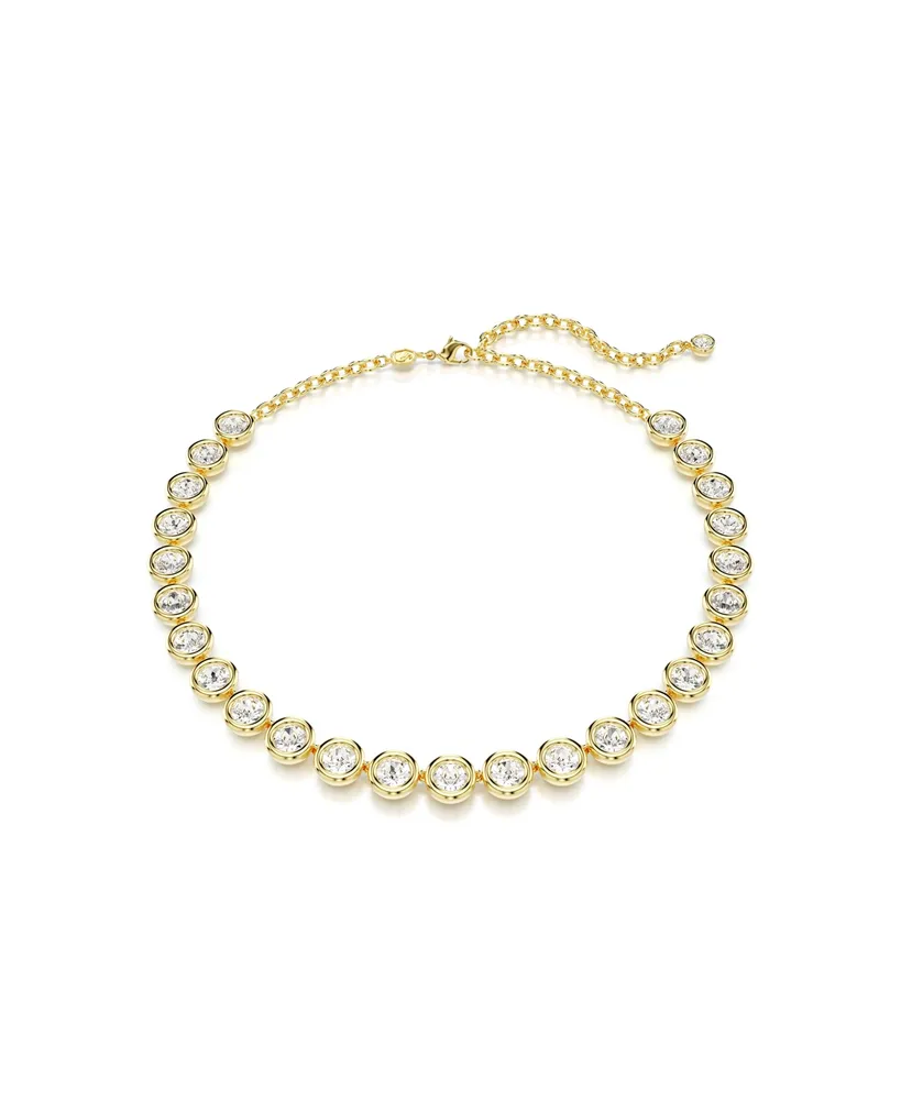 Swarovski Round Cut, White, Gold-Tone Imber Necklace