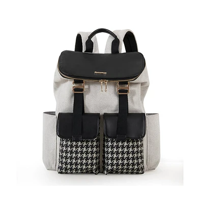 Sunveno White and Black Houndstooth Diaper Backpack